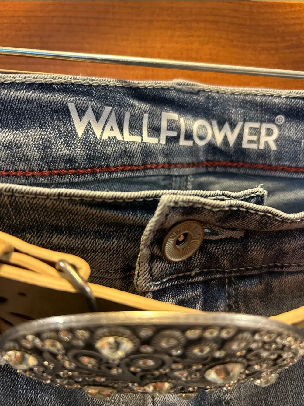Wallflower Light Blue Jeans with Tan Decorative Belt